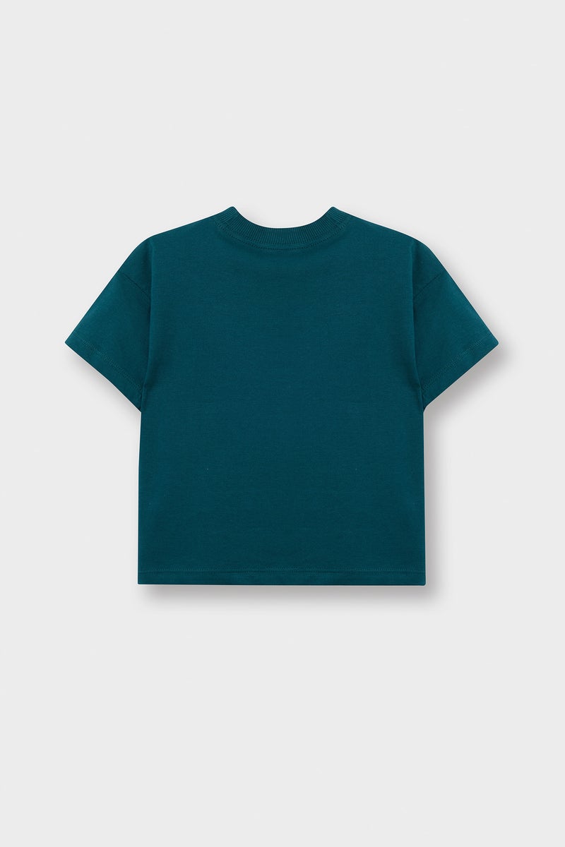 ديفاكتو تيشيرت بيبي اولادي نص كم بطبعة شعار قصة عادية - Image 3